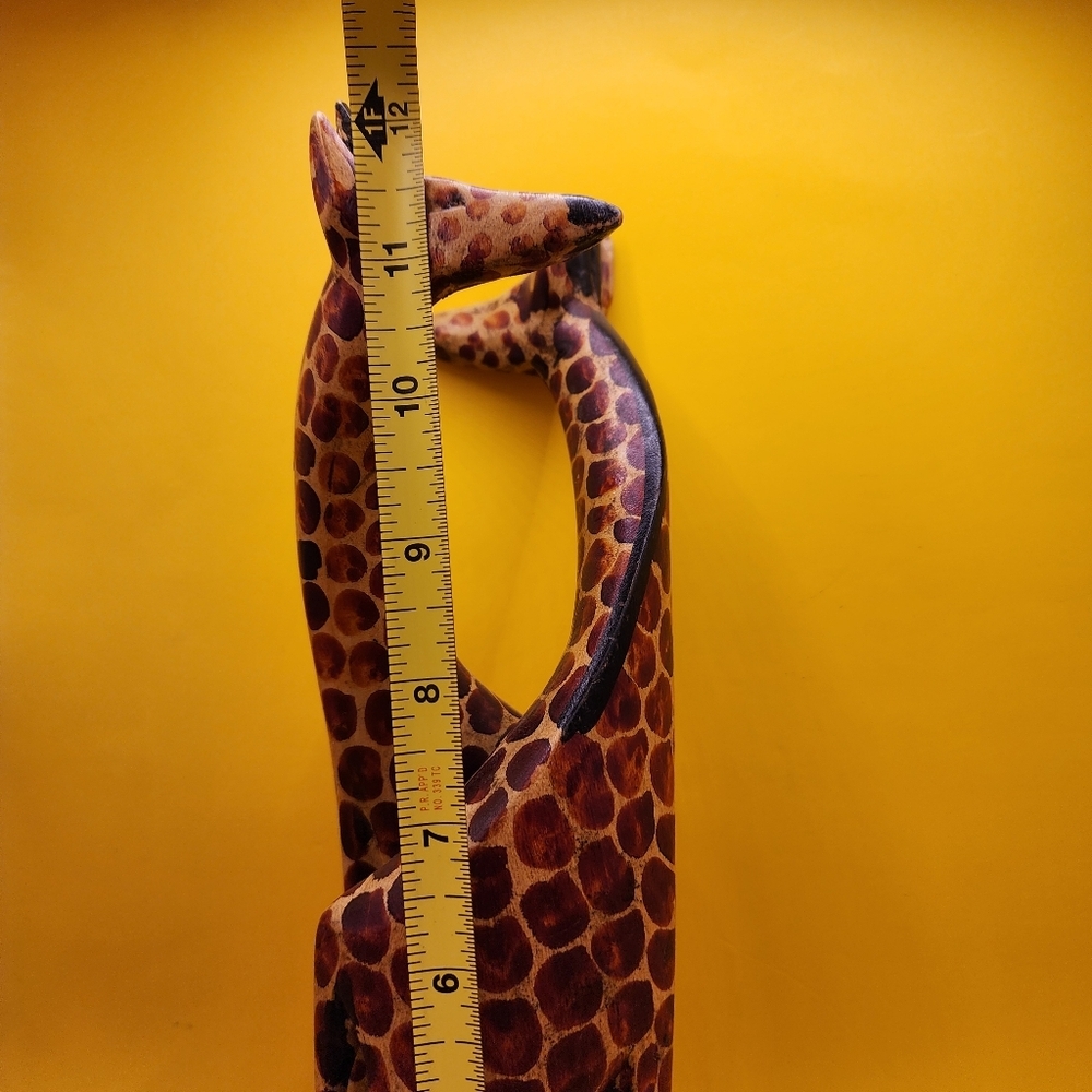 Vintage 12" Hand Carved Giraffes Wooden Statue Wood - Picture 5 of 8